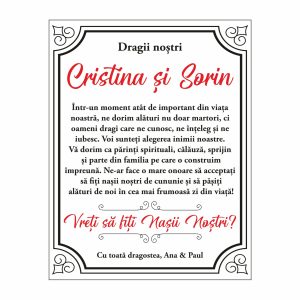 Diplomă Carte Cerere Nași Nuntă #1036